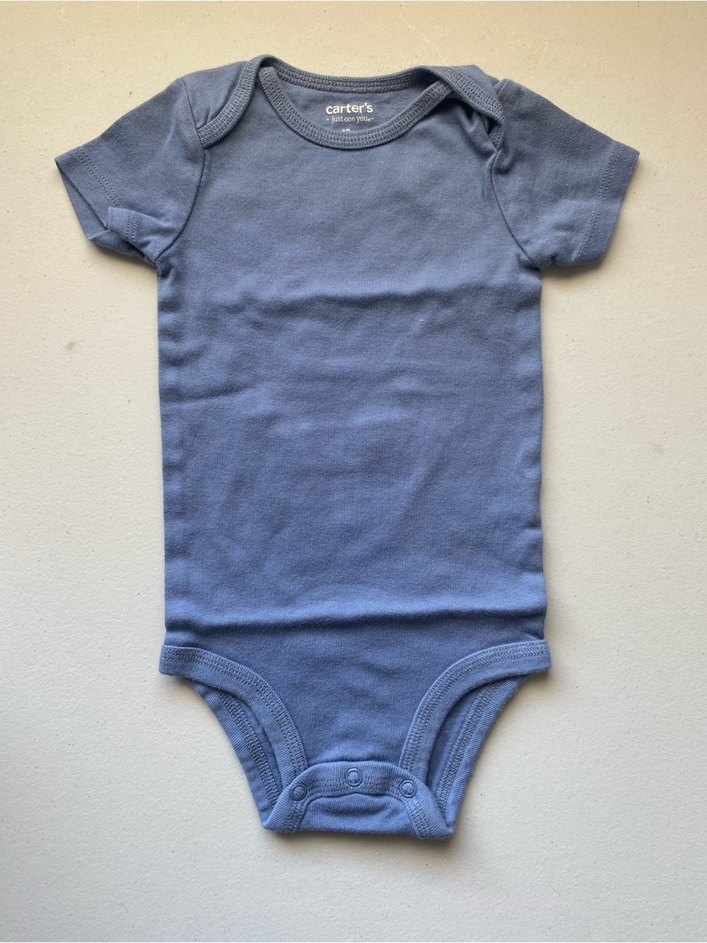 Carter's Just One You Solid Blue Short Sleeve Baby Bodysuit 12M